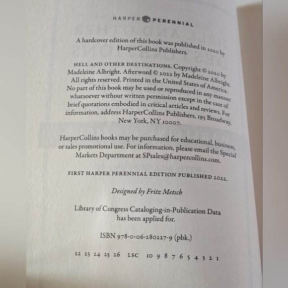 Madeleine Albright Hell and Other Destinations Harper Perennial 2022 Home Books - Picture 9 of 10